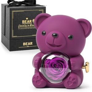 Purple Bear with Preserved Rose